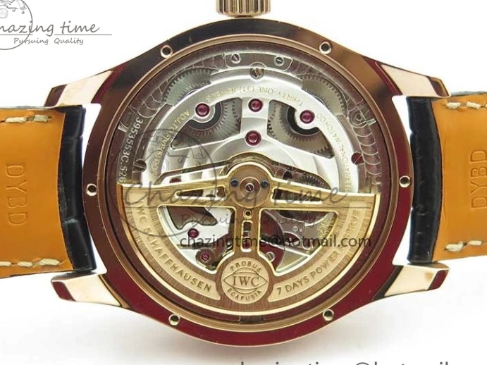 MIROTIME 0307 Elegant Portugieser Perpetual Calendar IW503302 RG V9F 1:1 Best Edition Gray Dial on Black Leather Strap A 7096